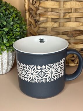 Blue Snowflake Mug Nordic Pattern Coffee Cup Winter Holiday Cozy Mug
